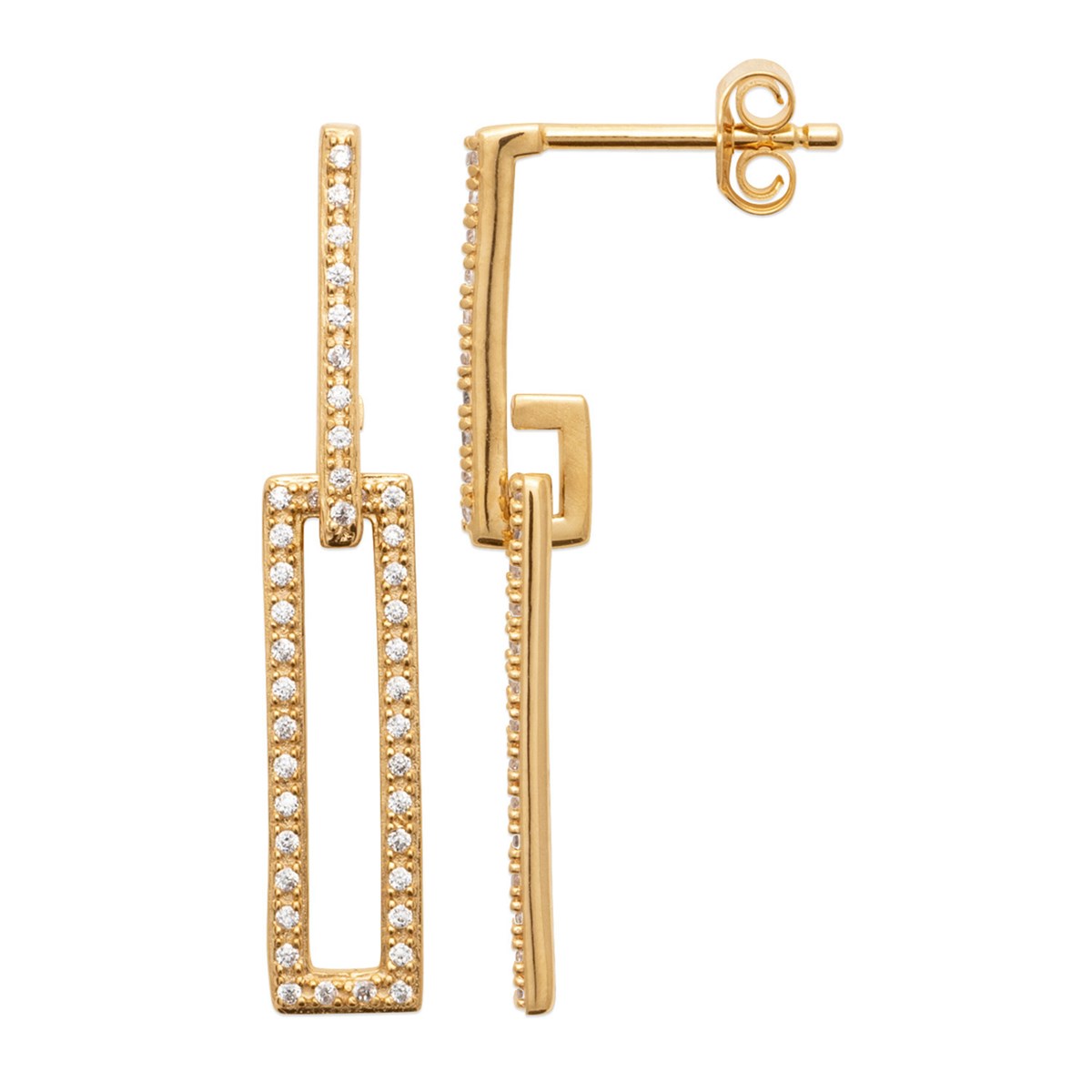 Boucles d'oreilles Brillaxis rectangulaire plaqué orOZ