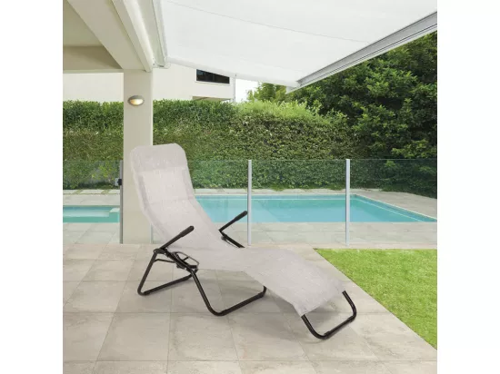 4 chaises longues pliantes pour jardin et plage en acier Porto Cervo