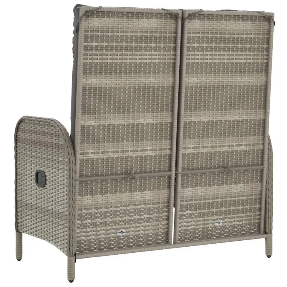 vidaXL - Verstelbare tuinbank met kussens 107 cm - Grijs - Poly rattan