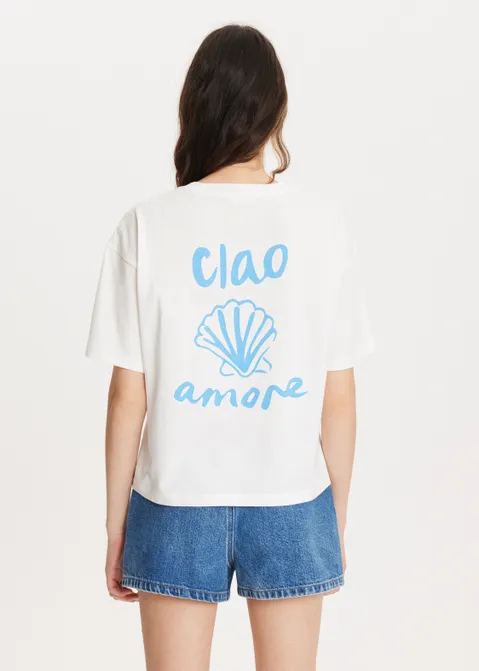 T-shirt met print ciao amore off-white (WIT.O)
