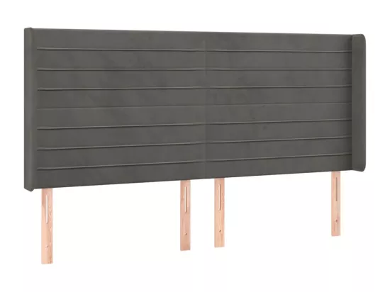 Sommier tapissier matelas et LED Gris foncé 180x200 cm Velours