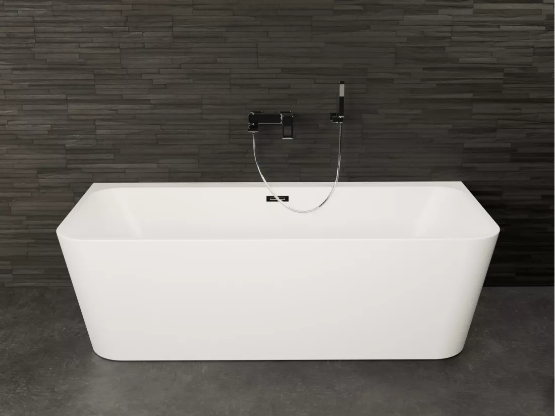 Baignoire semi-îlot murale MINT 170, L170xl81xH57cm, by SPALINA