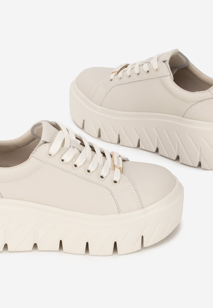 Baskets pour femme en cuir beige Nabashia V2