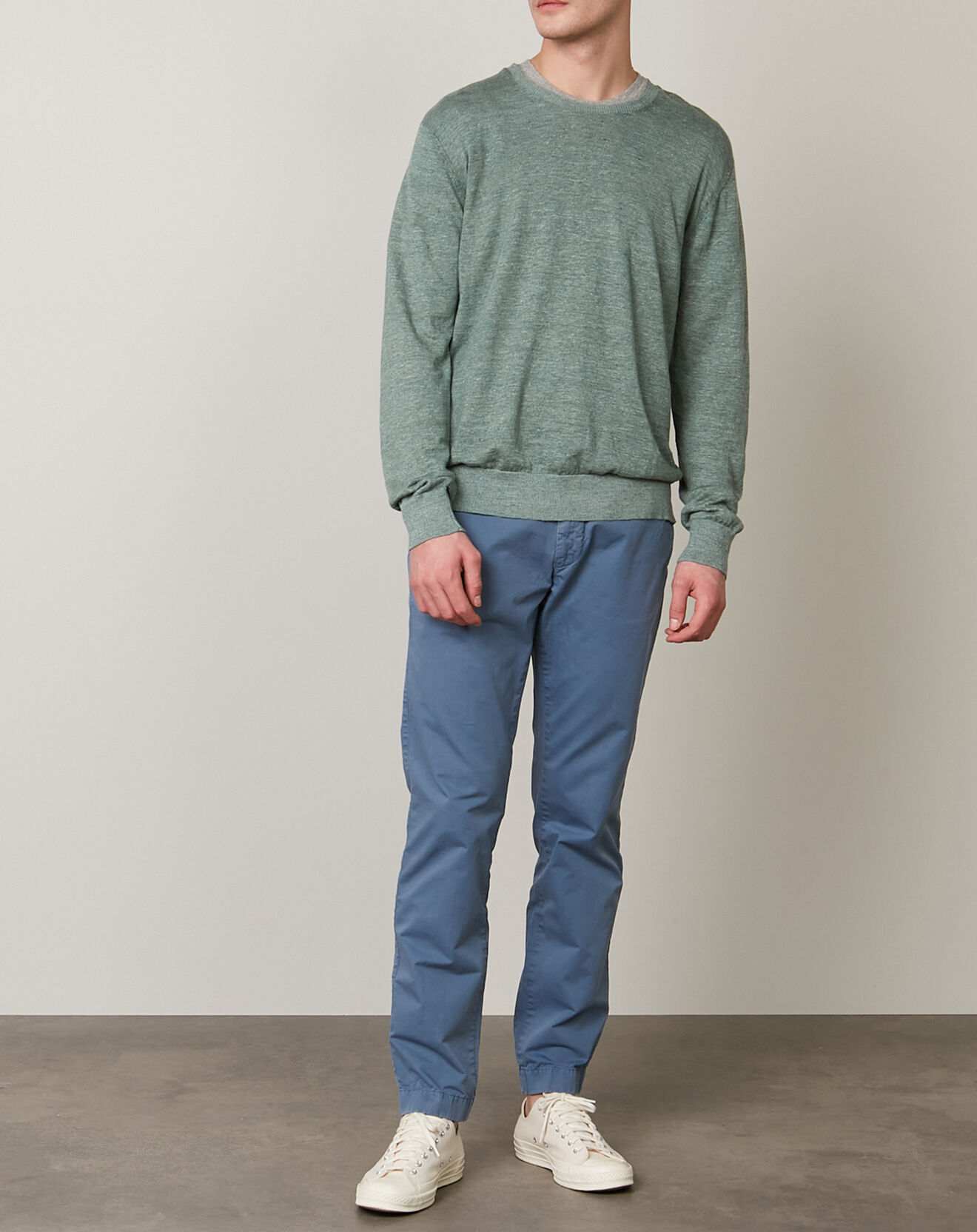 Hartford Pull en Lin & Coton Crew vert