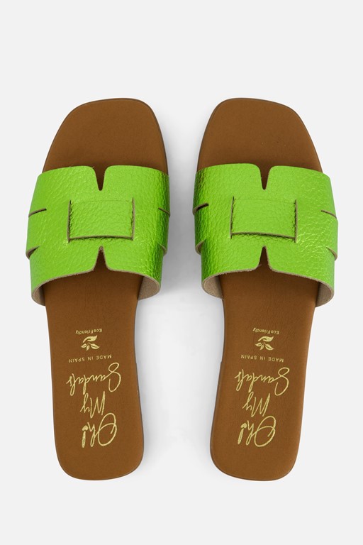 Oh My Sandals Amira Slippers groen Leer