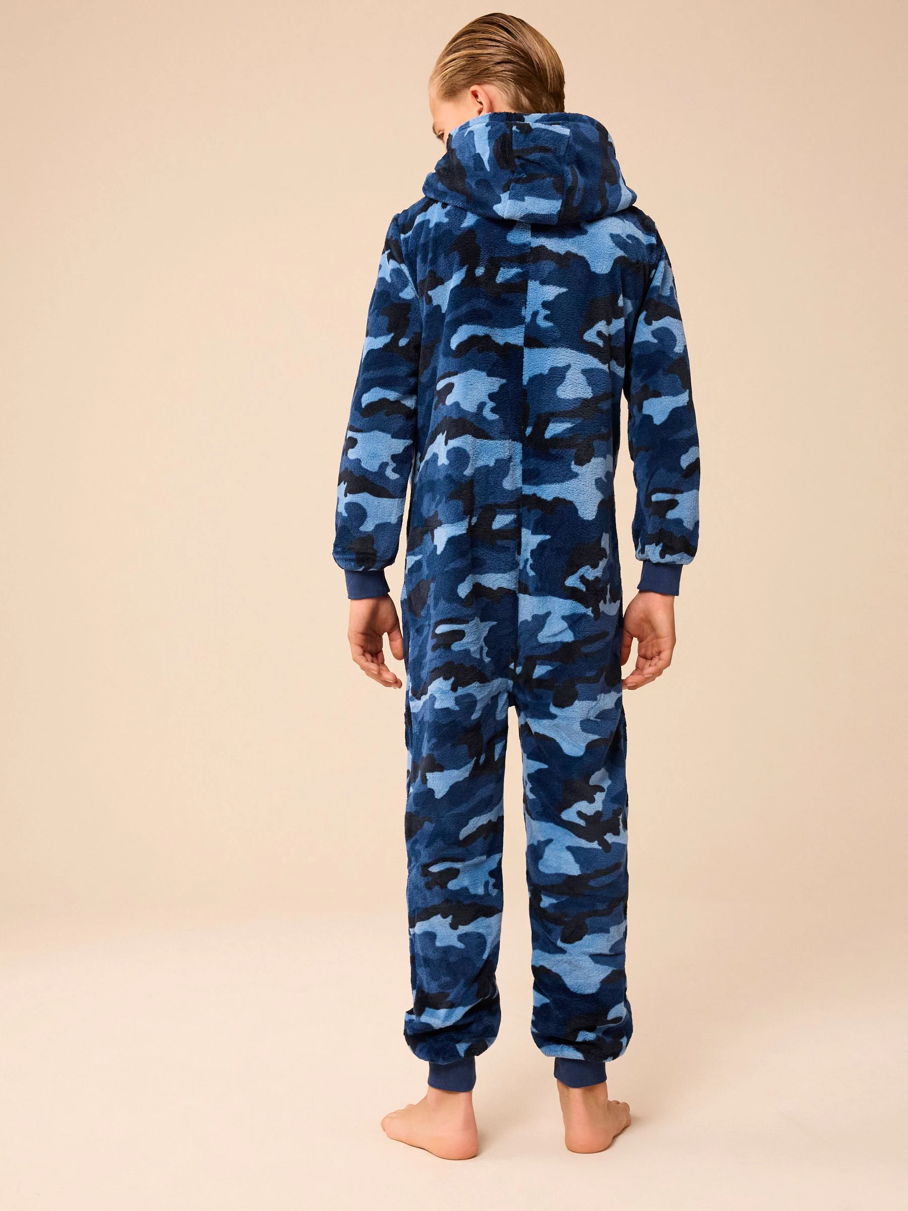 Blauw - All-in-ones fleece pyjama (3-16jr)