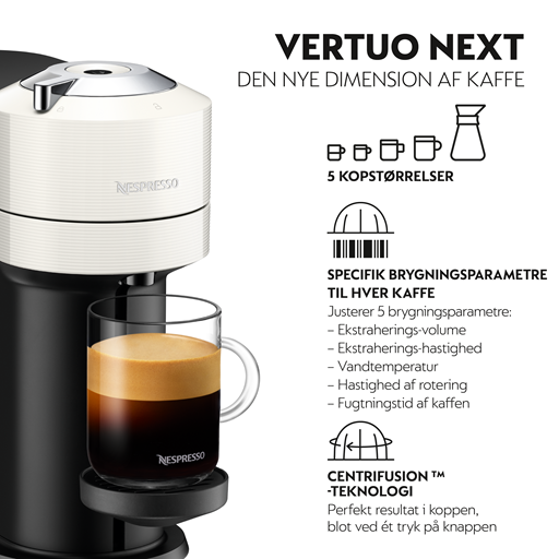 Nespresso Vertuo Next Kaffemaskine, Contrast Hvid