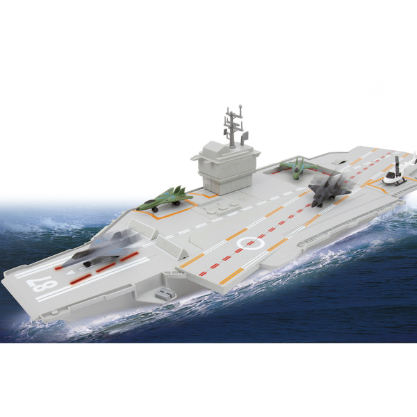 Porte-avions 5 véhicules et accessoires + effets sonores - 76 cm
