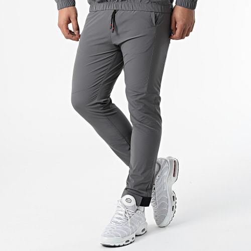 Ensemble De Survetement Veste Col Zippé Pantalon Jogging Gris Anthracite
