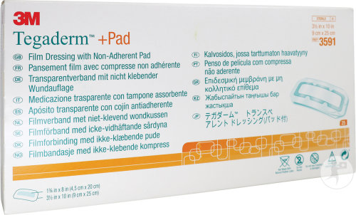 3M Tegaderm+Pad Pansement Transparent Stérile 9x25cm Pièces 25 (3591)