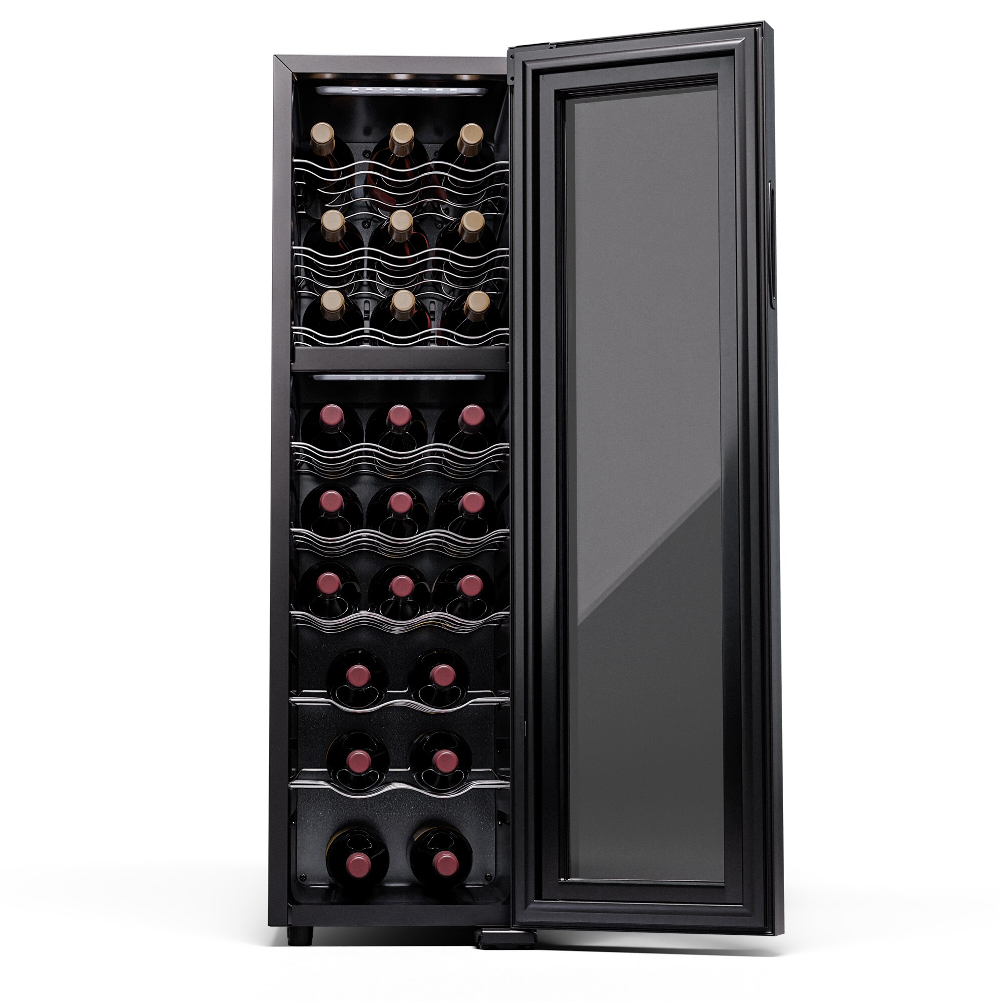 Shiraz 24 Duo Weinkühlschrank 2 Zonen 75L/24 Flaschen 5-18 °C Touch Schwarz 24 Flaschen 2 Kühlzonen