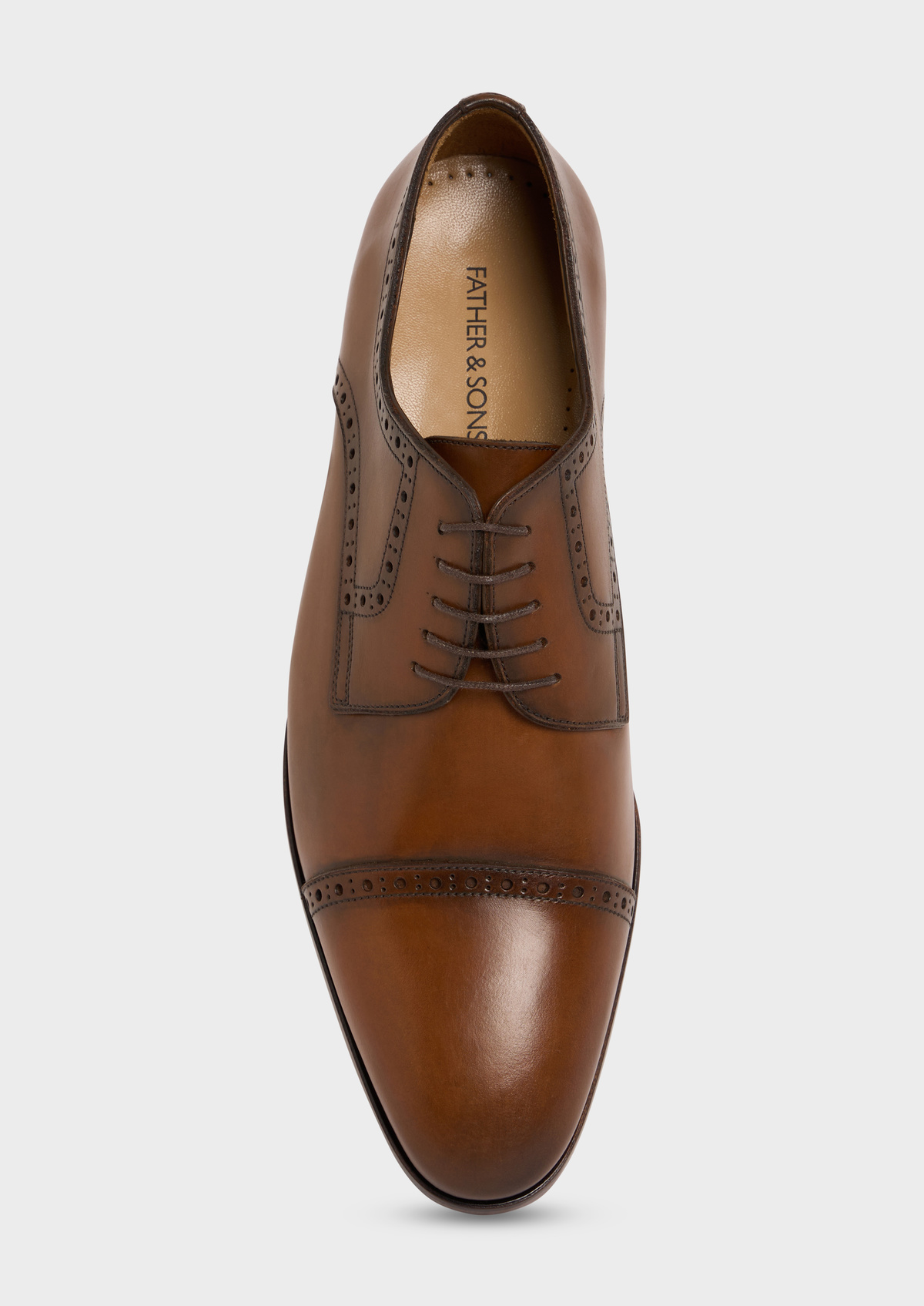 Derbies en cuir lisse cognac