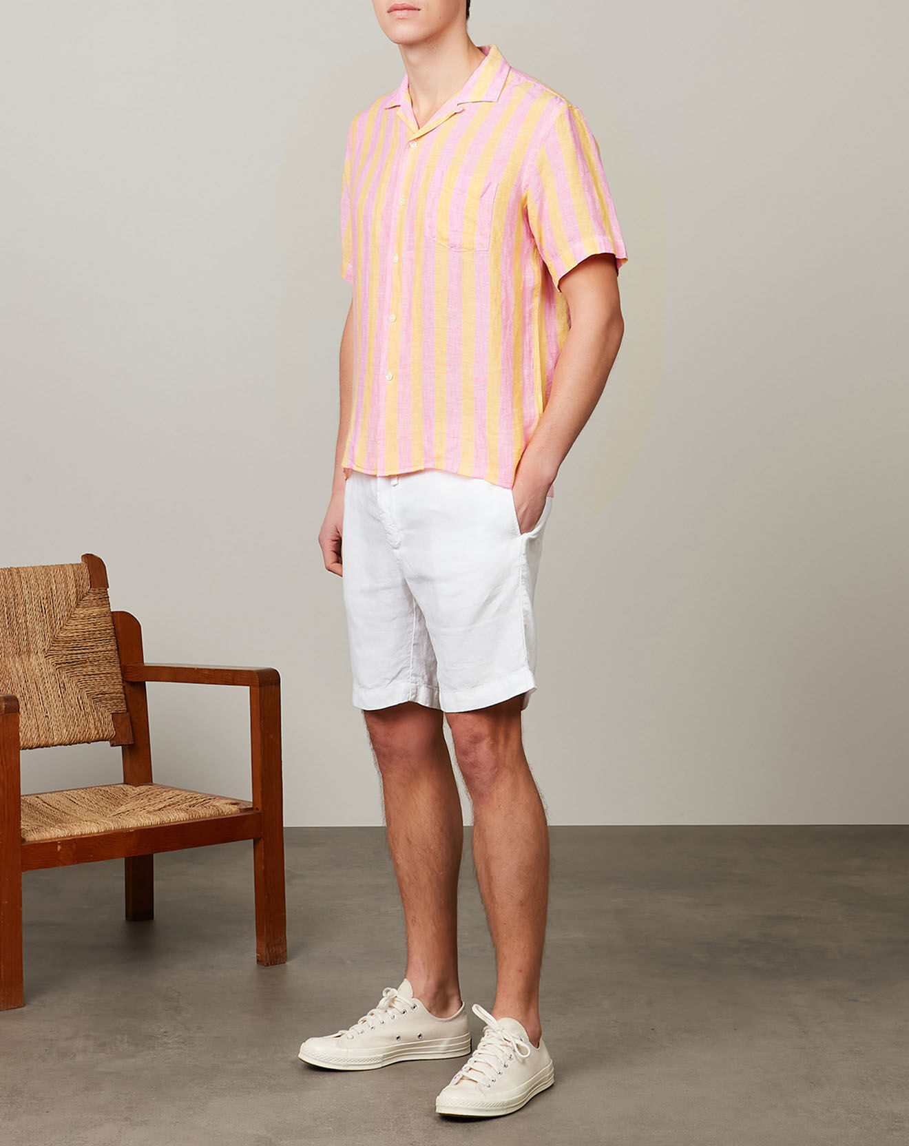 Hartford Chemise regular 100% Lin Palm rose/gold