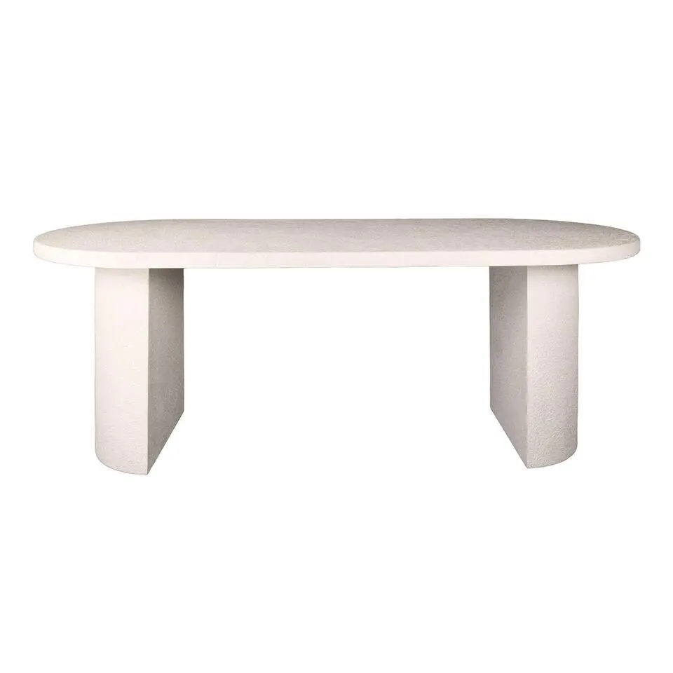 Eettafel Ovaal - Wit Marmer Composiet - 215x90x77cm - Arch Stone