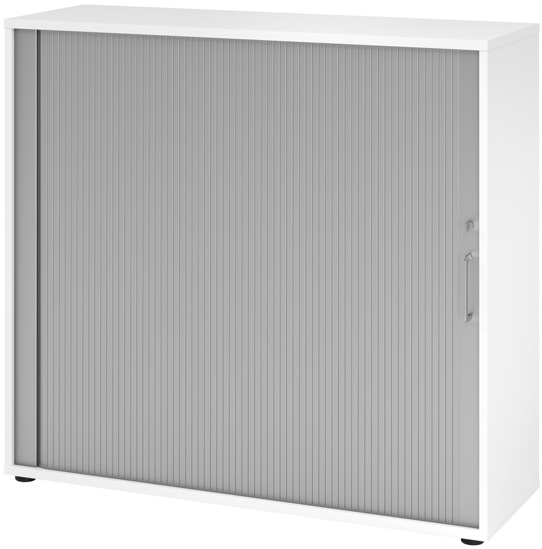 Rollladenschrank Tarys, 3 Ordnerhöhen, weiss/silber