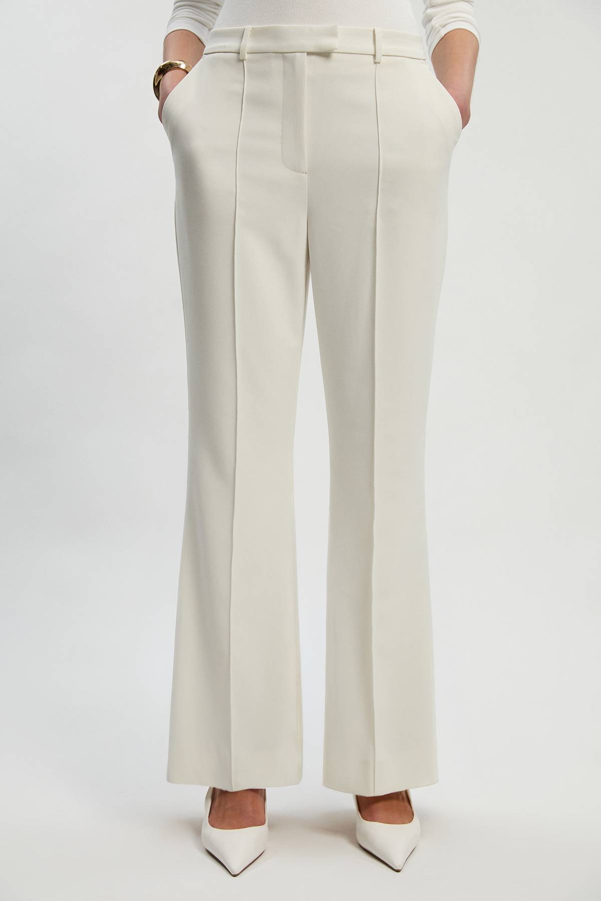 KarenMillen Pantalon Tailleur Évasé Poli