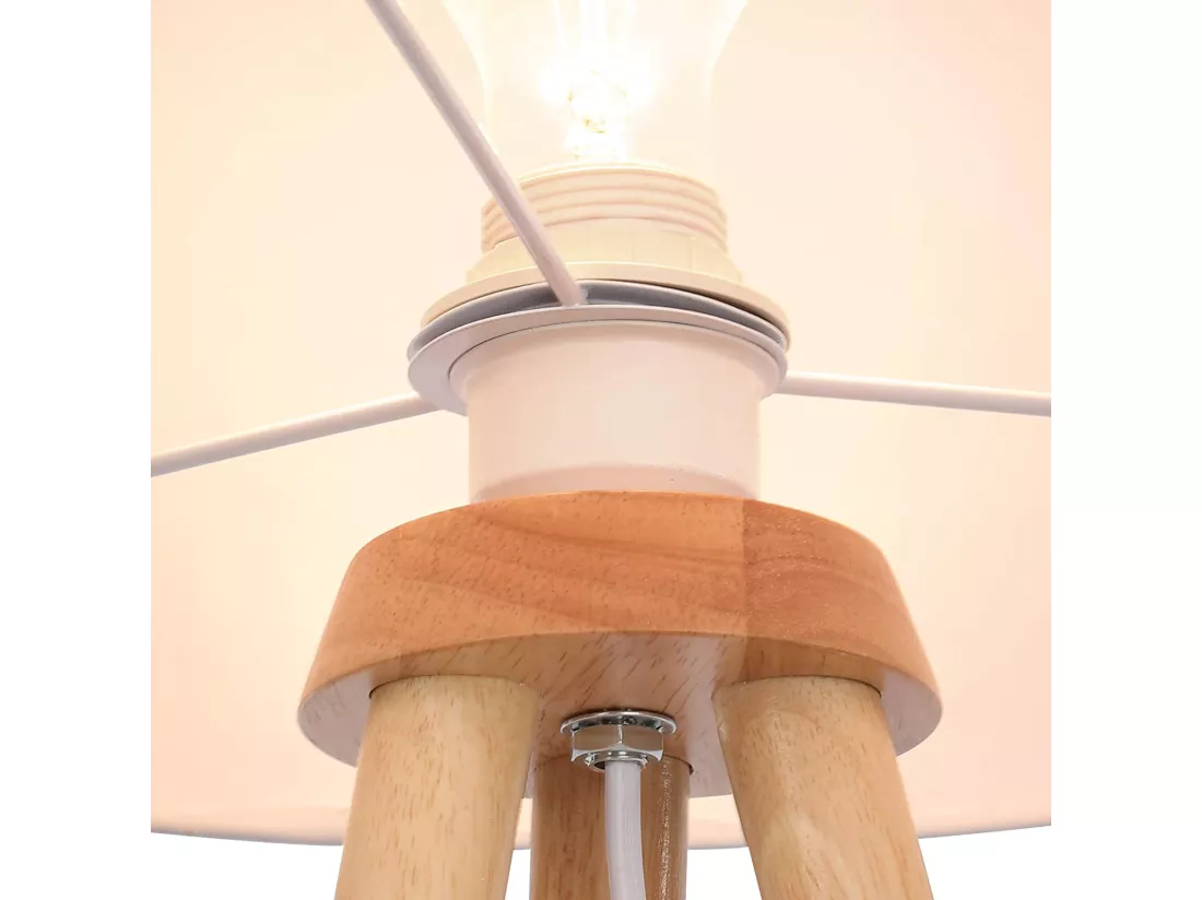 Lampadaire trépied led en bois blanche 45 x 45 x 145 cm 01_0000403