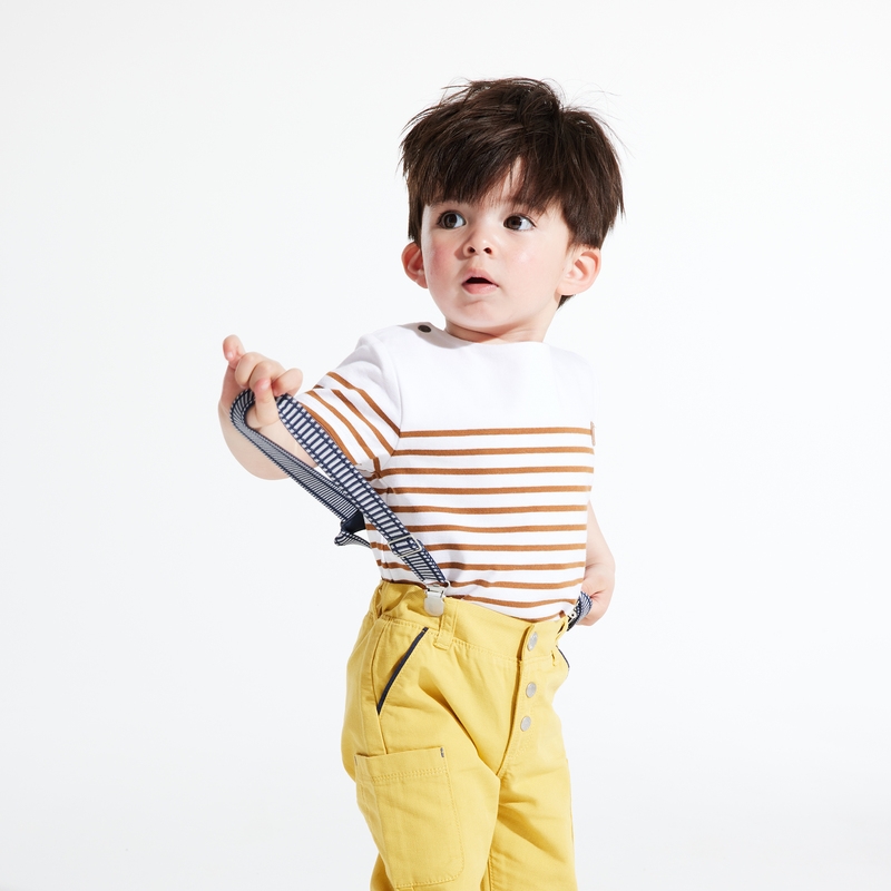 T-shirt marinière marron bébé garçon