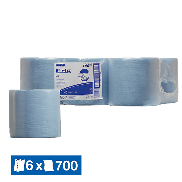 Essuie-mains à dévidage central WypAll bleu L10 7265, lot de 6 bobines