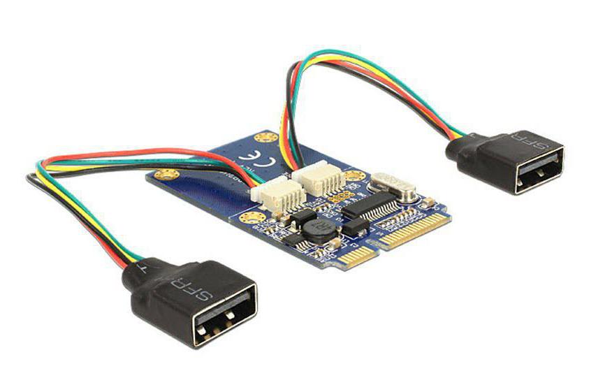 Mini-PCI-Express-Karte 95242Modul MiniPCIe I/O full size 2x USB 2.0 Typ A Buchse