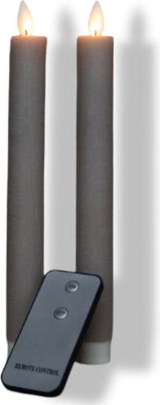 Anna's Collection LED dinerkaarsen - taupe kleur - 2x st - 23 cm