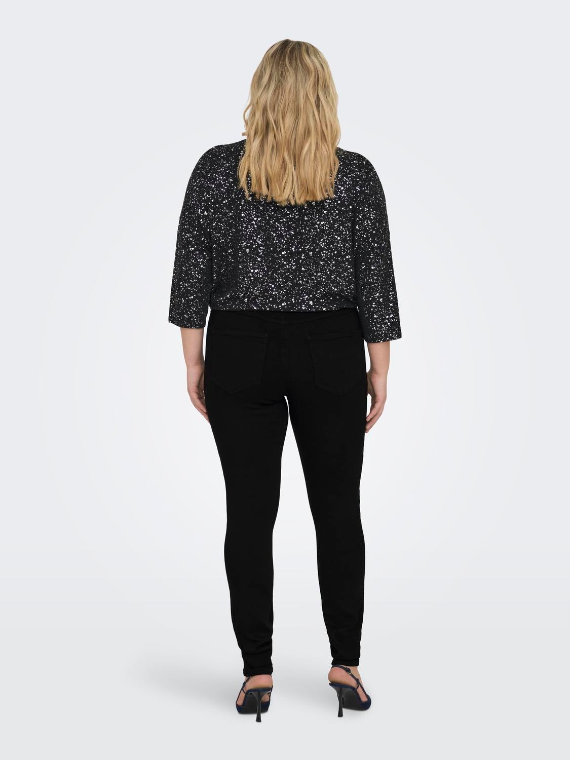 CARTHUNDER Mittlere Taille Skinny Fit Jeans Black