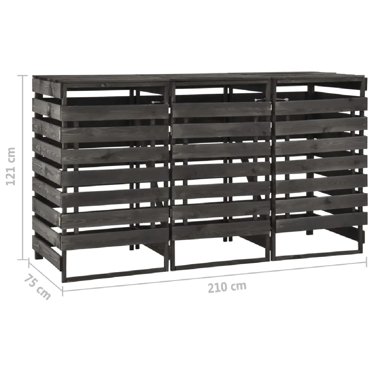 vidaXL Abri de poubelle triple 210x75x121 cm