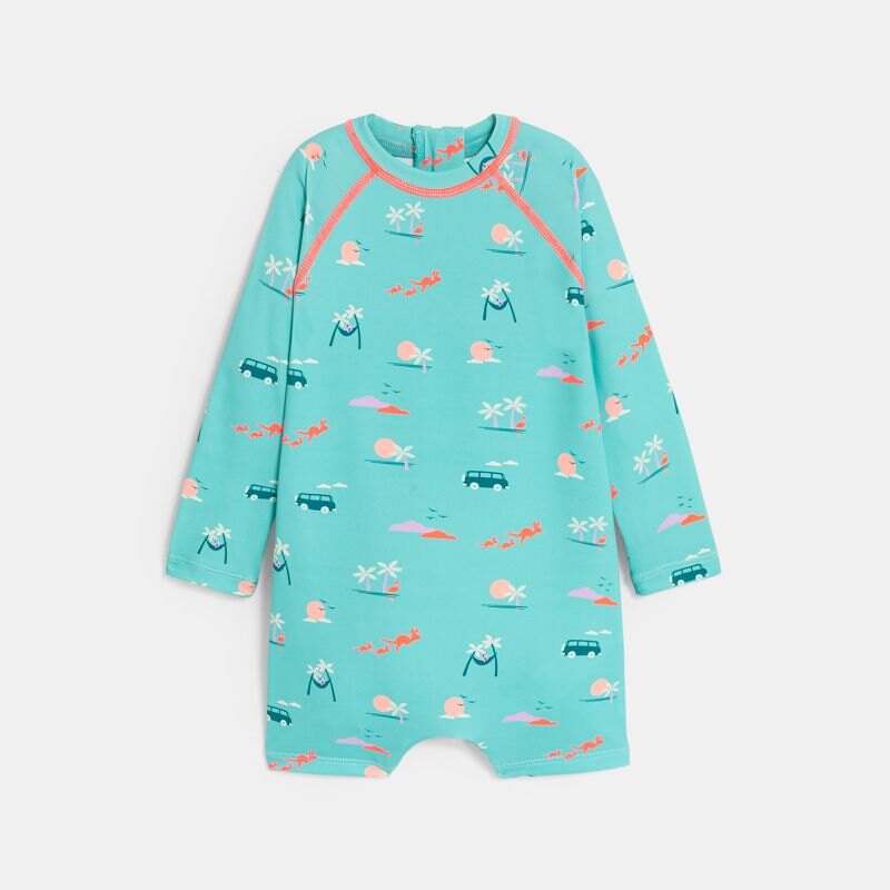 Combinaison courte anti UV bleu bébé garçon Bleu