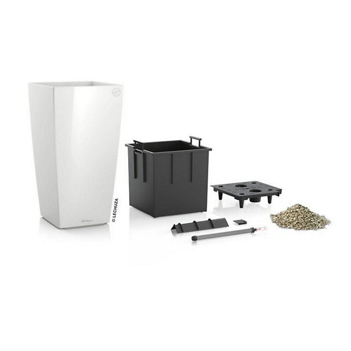 Pot carré Lechuza Premium blanc brillant 22 x 22 x h.41 cm