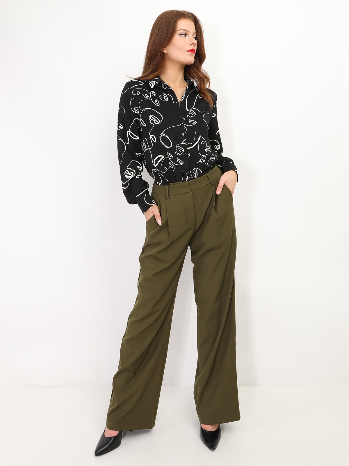 Chemise fluide imprimée- Noir