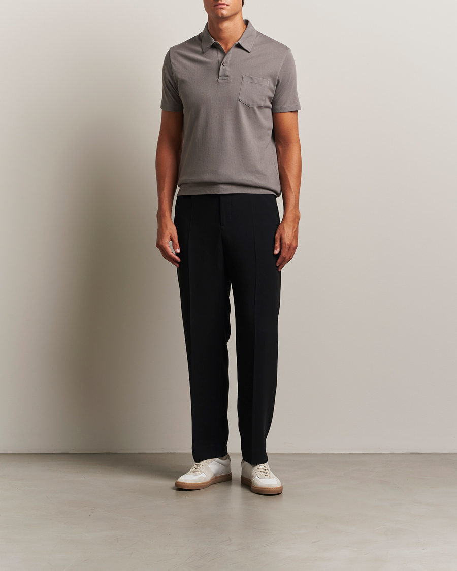 Sunspel Riviera Polo Shirt Iron Grey