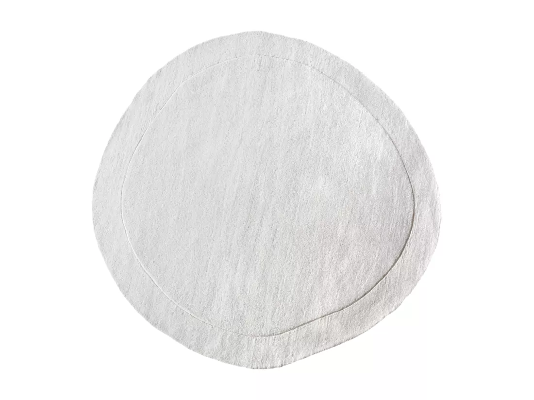 Tapis organique rond 100% laine fait à la main - 300 x 300 cm - 2200g/m2 - Crème - WILLOW