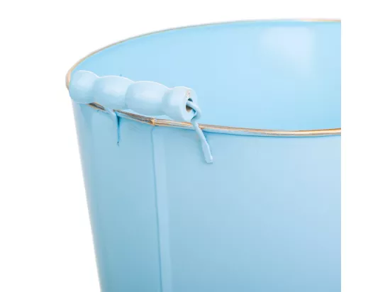 Bassine en métal bleu 38/33.5x24.5x16.5/19h b:28x19.5