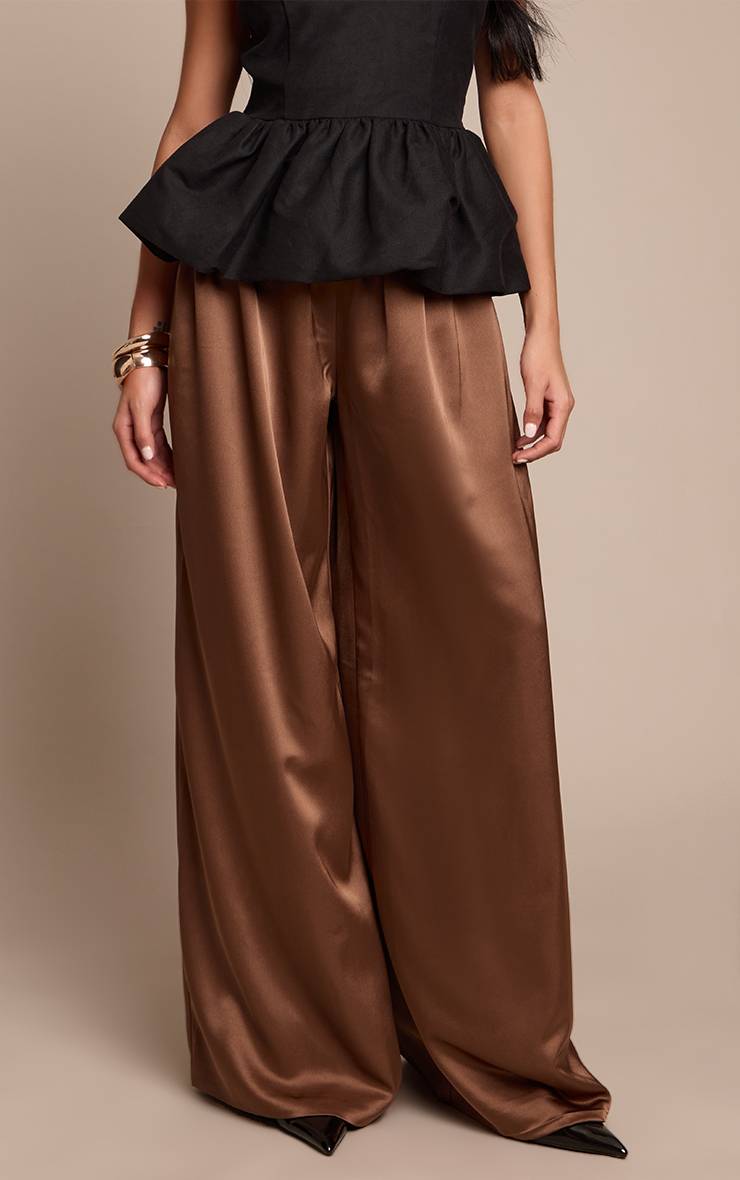 Champignon Pantalon Large Plissé En Satin