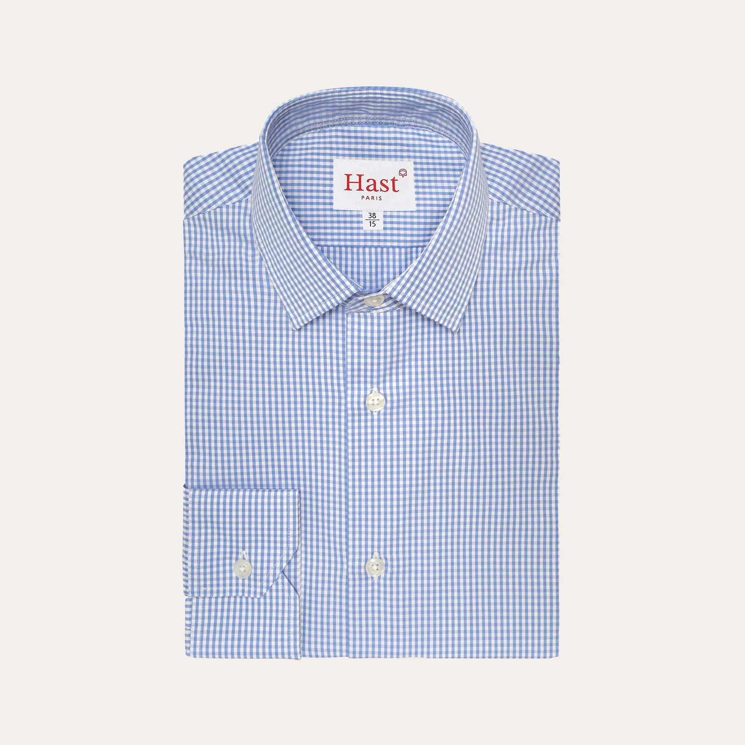 Blue double-twisted gingham poplin shirt