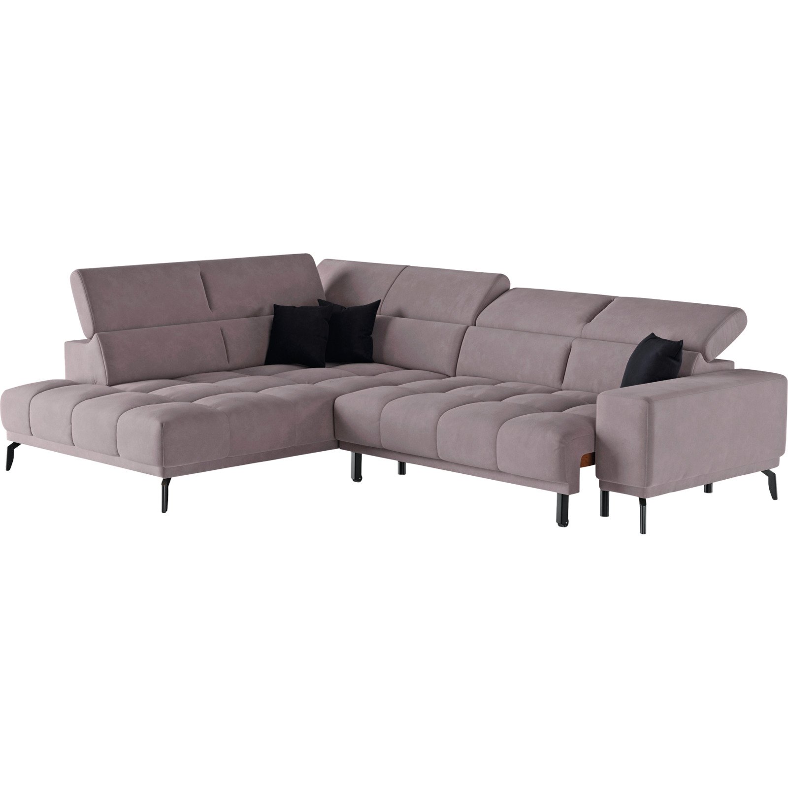 Ecksofa Jamba Stoff silber, Ottomane links