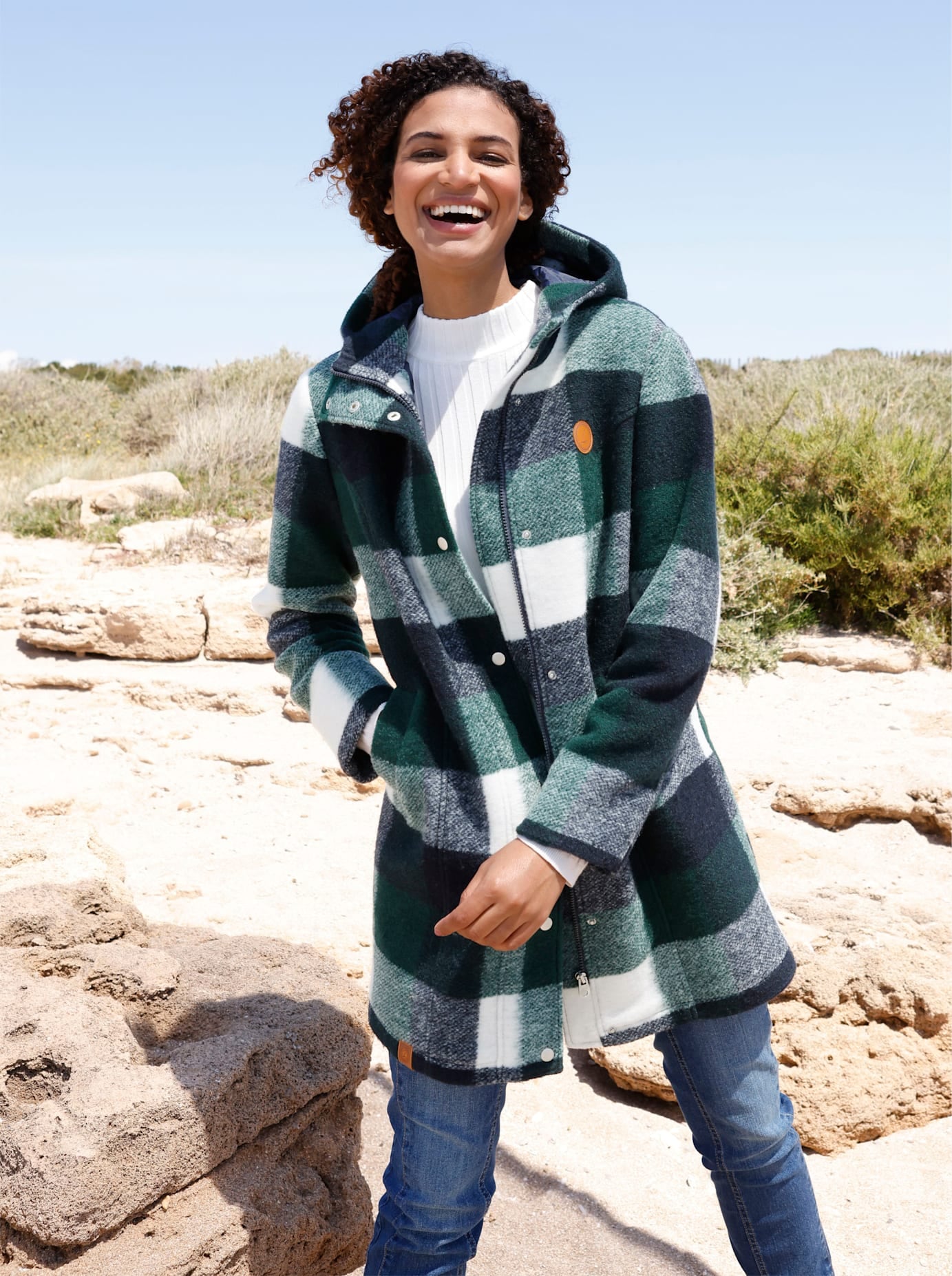 Casual Looks Langjacke mit Kapuze