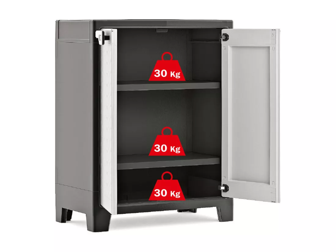 Armoire de rangement basse Titan Noir et gris 100 cm