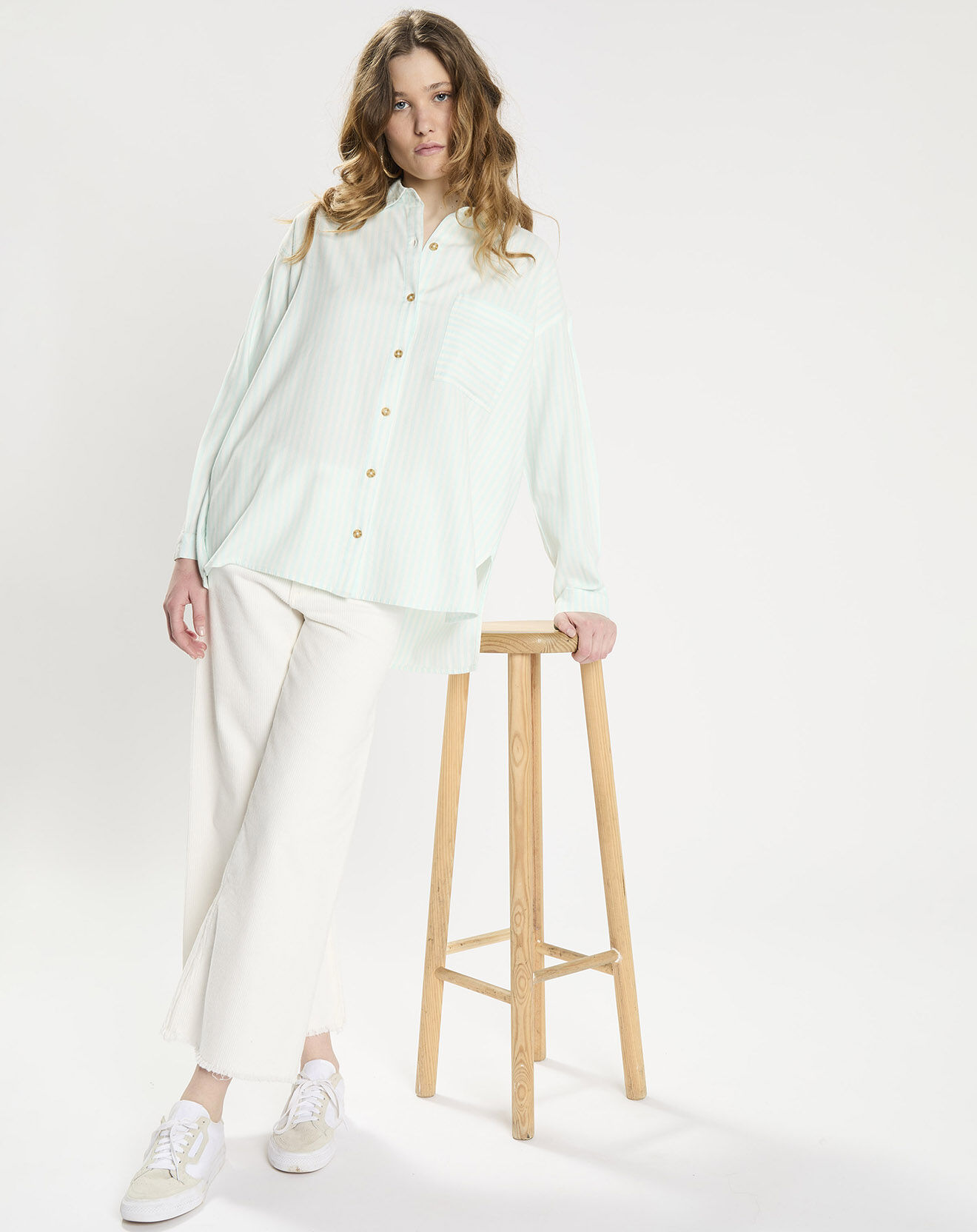 Billabong Chemise manches longues à rayures bleu ciel/blanc