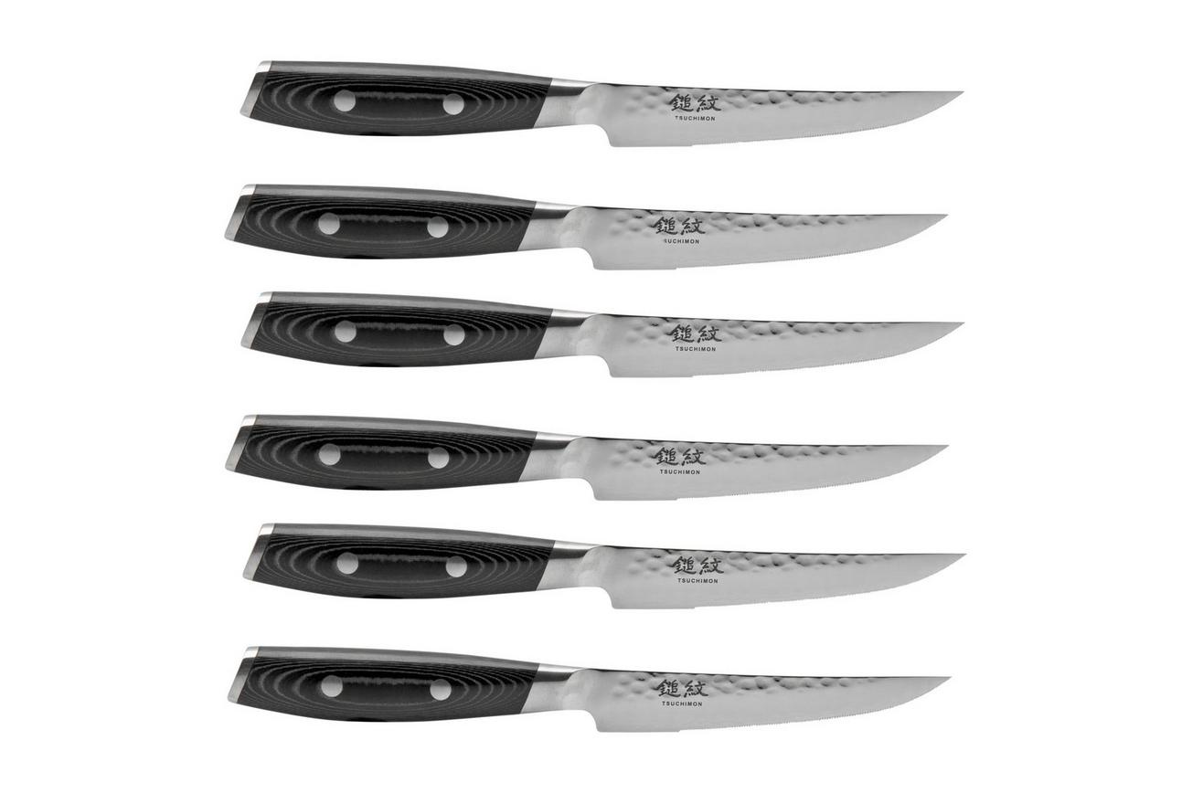 Yaxell Tsuchimon 36771 6-delige steakmessenset met messenblok, zwart