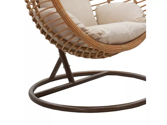 fauteuil suspendu balancelle de jardin métal rotin naturel coussin beige
