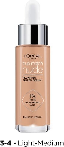L'oréal - True Match Nude Plumping Tinted Serum - Light-Medium 3-4