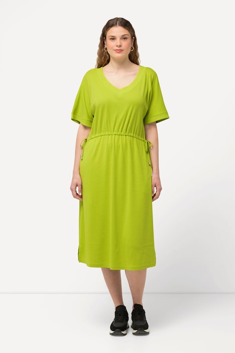 Jerseykleid, Tunnelzug, A-Linie, V-Ausschnitt, Halbarm