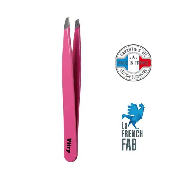 Pinça profissional Vitry com mandíbulas angulares, aço inoxidável, rosa