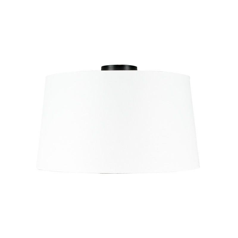 Plafondlamp mat zwart met witte kap 45 cm - Combi