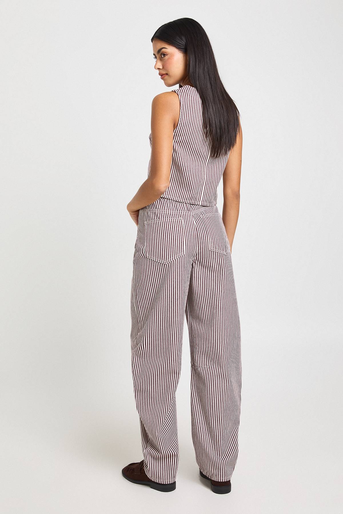 boohoo Jean Barrel Taille Mi-haute À Rayures
