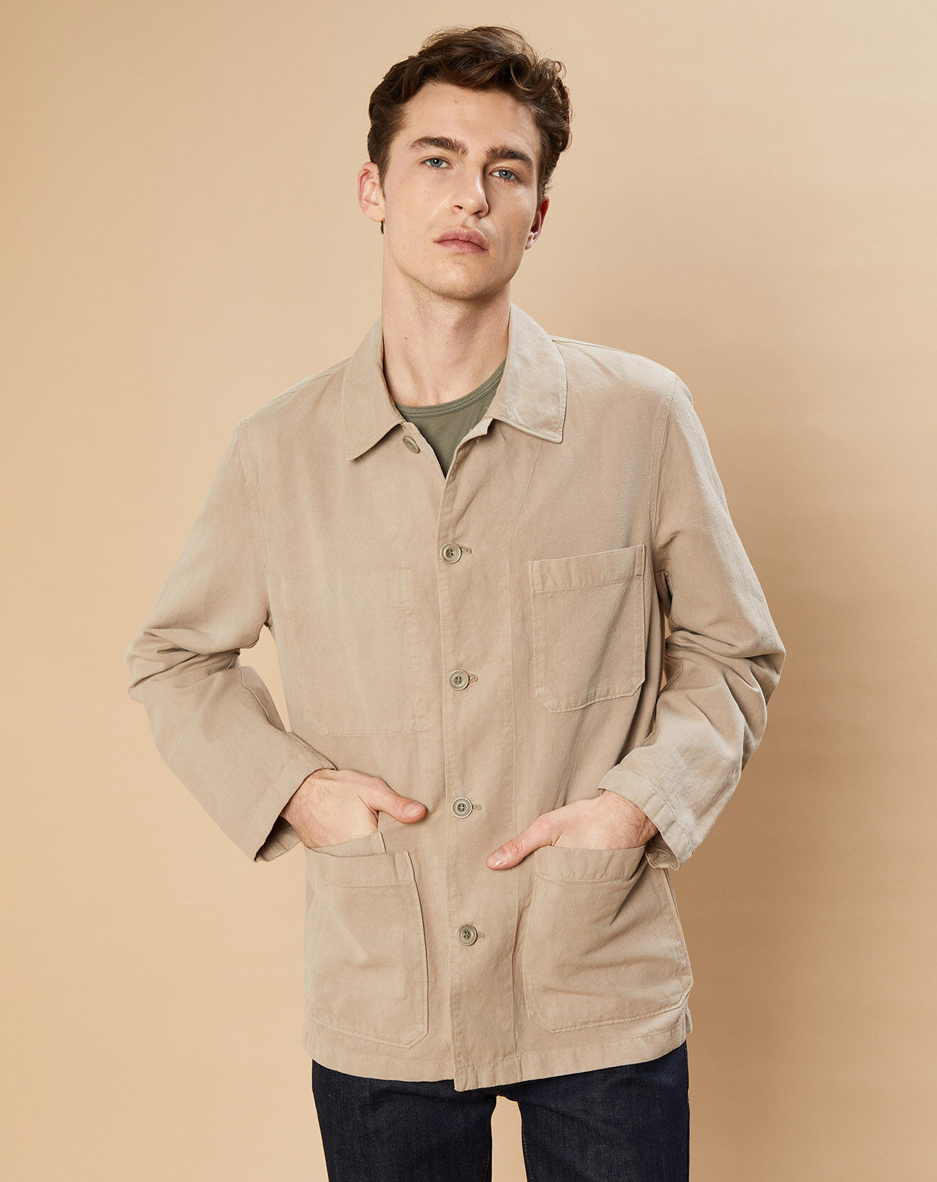 Hartford Veste en Coton & Lin Jerry tan