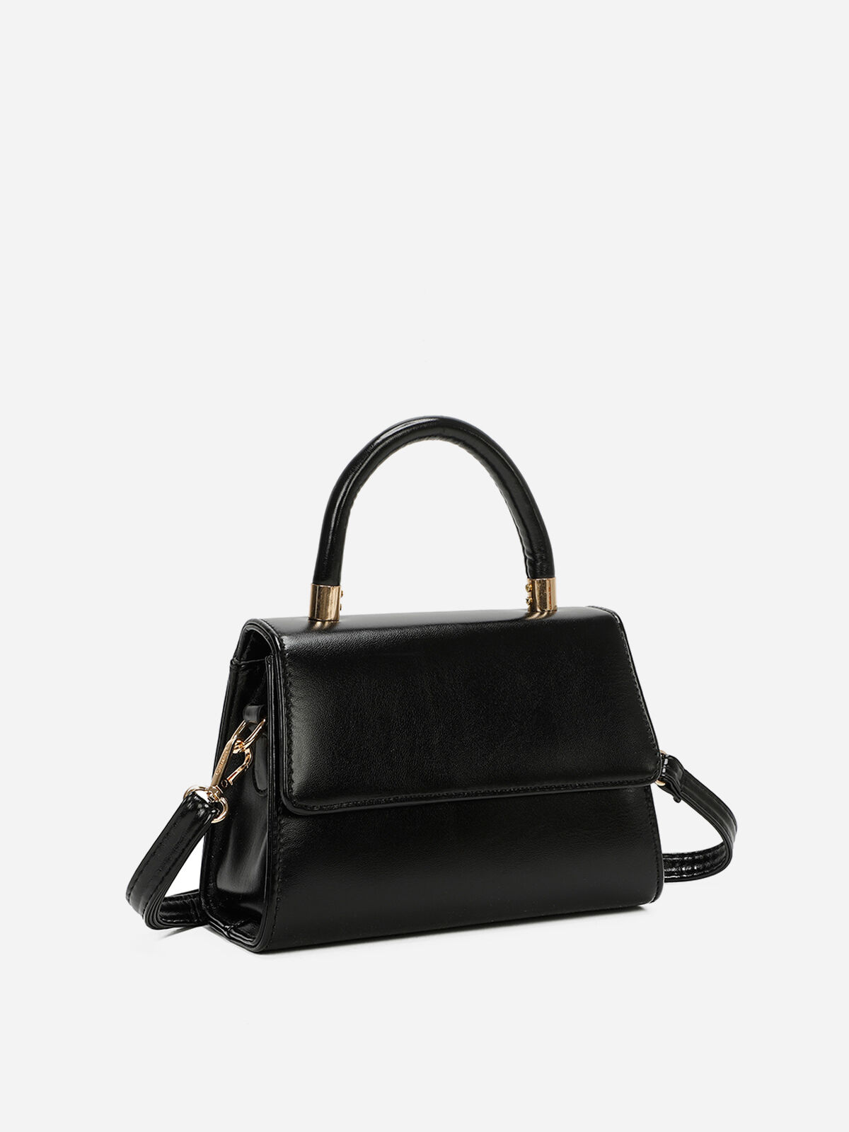 Petit sac trapèze à rabat- Noir