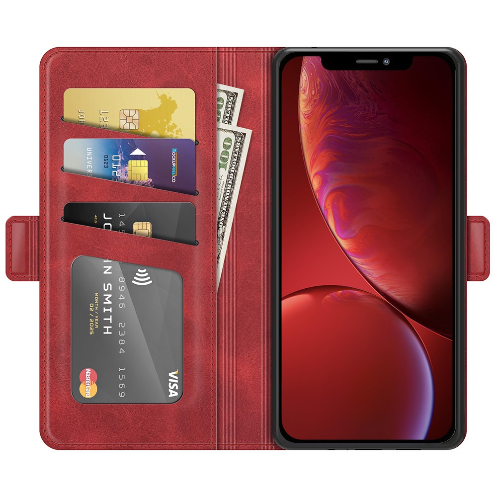 iPhone 13 Vintage Leder Tasche Flip Cover Fashion Design - Rot