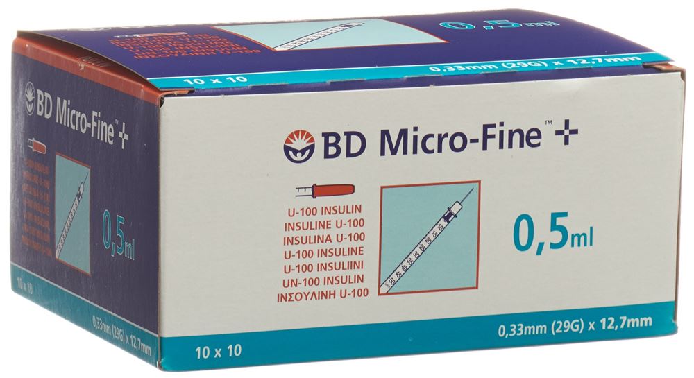 BECTON DICKINSON U100 Insulin Spritze<br>100 × 0.5 ml, 12.7x0.33